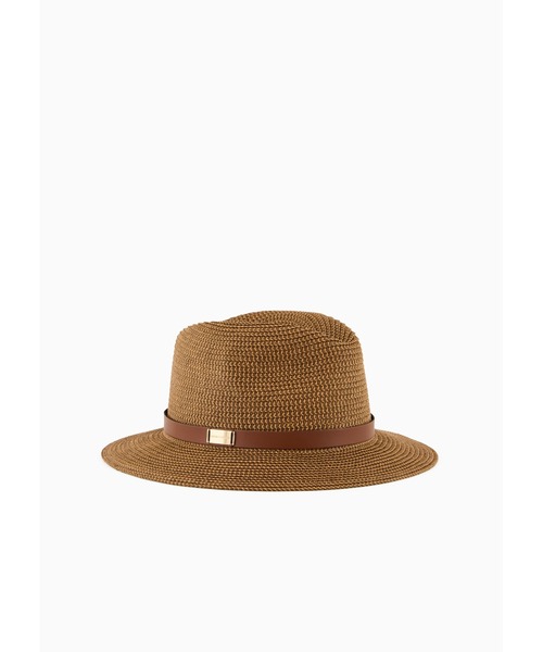 EMPORIO ARMANI（エンポリオアルマーニ）の「【エンポリオ アルマーニ】ツートンウーブンハット ペーパーヤーン（ハット・レディース・ブラウン/ブラック・57/58cm）」の2枚目の写真