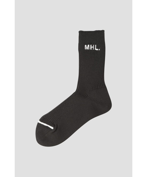 MHL.(エムエイチエル)の「MHL SPORT SOCK(ソックス/靴下・レディース・ホワイト/チャコール/オリーブ・FREE)」の2枚目の写真