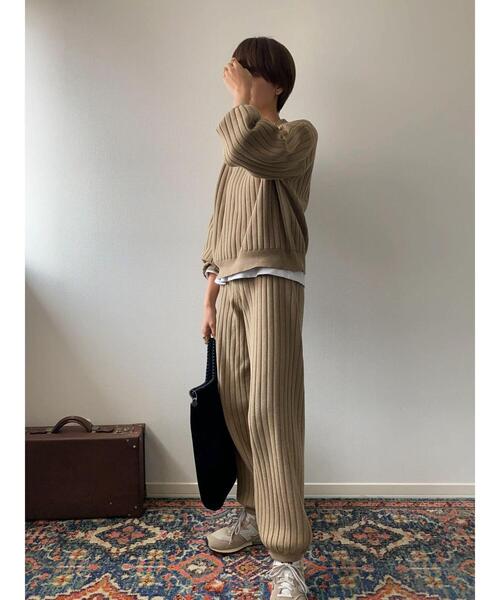 Green　Parks（グリーンパークス）の「リブニットプルオーバー（ニット/セーター・レディース・カーキ/ネイビー/ベージュ・FREE）」の6枚目の写真