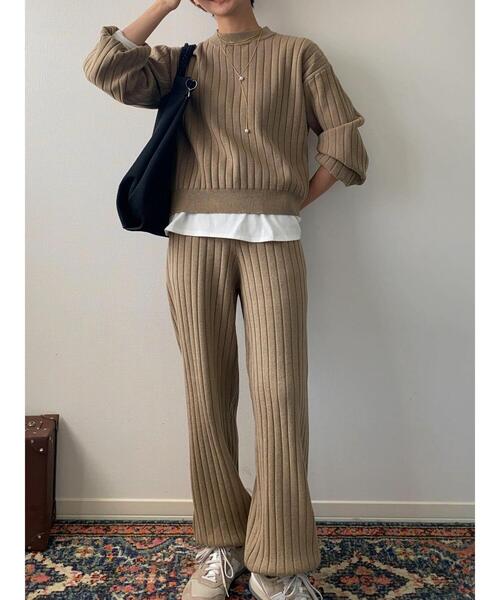 Green　Parks（グリーンパークス）の「リブニットプルオーバー（ニット/セーター・レディース・カーキ/ネイビー/ベージュ・FREE）」の8枚目の写真