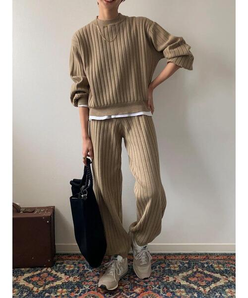 Green　Parks（グリーンパークス）の「リブニットプルオーバー（ニット/セーター・レディース・カーキ/ネイビー/ベージュ・FREE）」の9枚目の写真