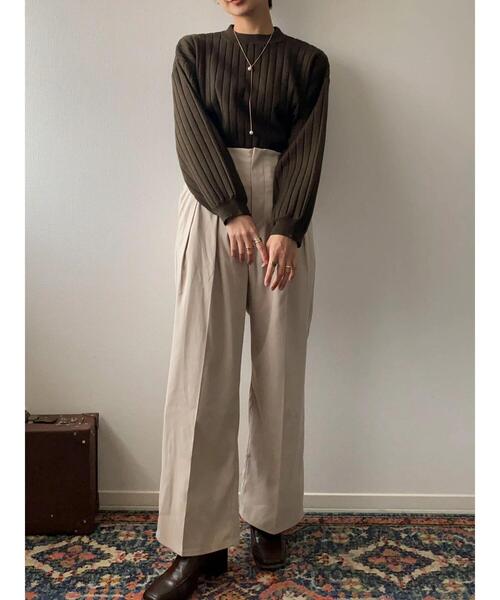 Green　Parks（グリーンパークス）の「リブニットプルオーバー（ニット/セーター・レディース・カーキ/ネイビー/ベージュ・FREE）」の16枚目の写真