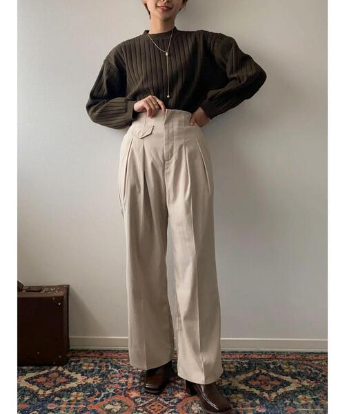 Green　Parks（グリーンパークス）の「リブニットプルオーバー（ニット/セーター・レディース・カーキ/ネイビー/ベージュ・FREE）」の17枚目の写真