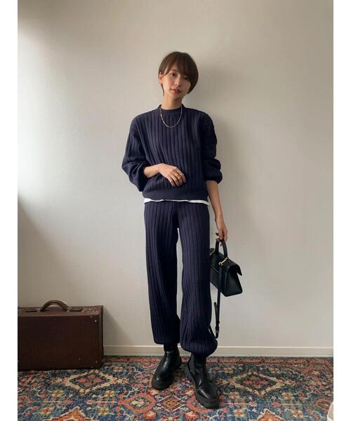 Green　Parks（グリーンパークス）の「リブニットプルオーバー（ニット/セーター・レディース・カーキ/ネイビー/ベージュ・FREE）」の19枚目の写真