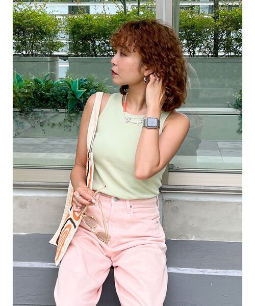 Ungrid（アングリッド）の「オーガビッツアメスリタンクトップ（タンクトップ・レディース・グリーン/オレンジ/オフホワイト/ブラック・FREE）」の3枚目の写真