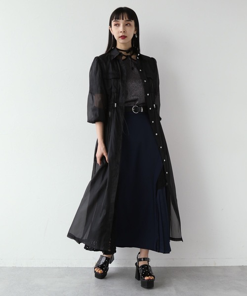 HARE(ハレ)の「シアーポケットドロストワンピース(HARE)(ワンピース・レディース・ライトグレー/ブラック・FREE)」の3枚目の写真