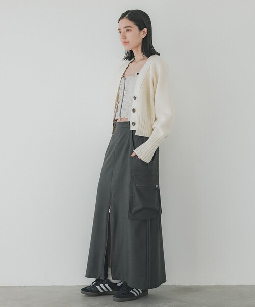 PUBLIC TOKYO(パブリックトウキョウ)の「スイッチパターンニットカーディガン/ショートニット(カーディガン/ボレロ・レディース・ホワイト/ブラック/ライム・FREE)」の5枚目の写真