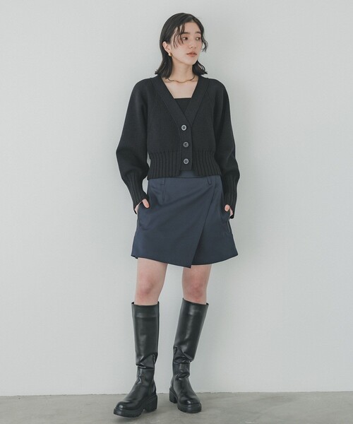 PUBLIC TOKYO(パブリックトウキョウ)の「スイッチパターンニットカーディガン/ショートニット(カーディガン/ボレロ・レディース・ホワイト/ブラック/ライム・FREE)」の8枚目の写真