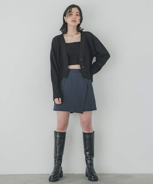 PUBLIC TOKYO(パブリックトウキョウ)の「スイッチパターンニットカーディガン/ショートニット(カーディガン/ボレロ・レディース・ホワイト/ブラック/ライム・FREE)」の9枚目の写真