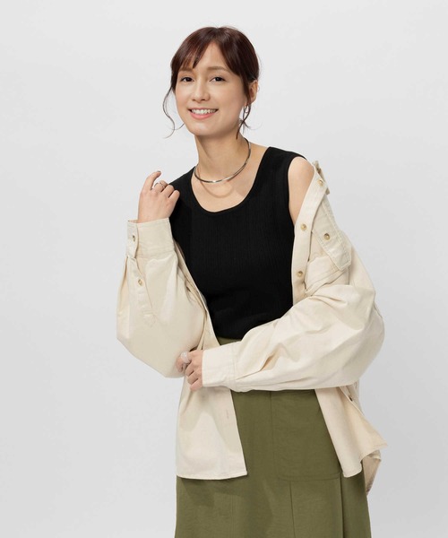 BACK NUMBER(バックナンバー)の「【BACK NUMBER】ニットリブタンクトップ(タンクトップ・レディース・ブラック/ホワイト×カーキブラウン/ホワイト×グリーン/オフホワイト/ブラック×ブルー/ベージュ・XL/S/M/L)」の5枚目の写真