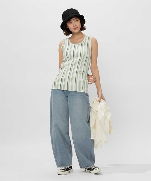 BACK NUMBER(バックナンバー)の「【BACK NUMBER】ニットリブタンクトップ(タンクトップ・レディース・ブラック/ホワイト×カーキブラウン/ホワイト×グリーン/オフホワイト/ブラック×ブルー/ベージュ・XL/S/M/L)」の10枚目の写真