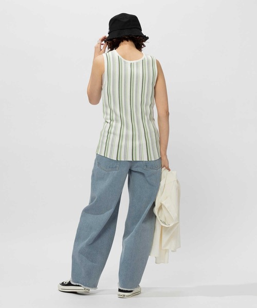BACK NUMBER(バックナンバー)の「【BACK NUMBER】ニットリブタンクトップ(タンクトップ・レディース・ブラック/ホワイト×カーキブラウン/ホワイト×グリーン/オフホワイト/ブラック×ブルー/ベージュ・XL/S/M/L)」の11枚目の写真