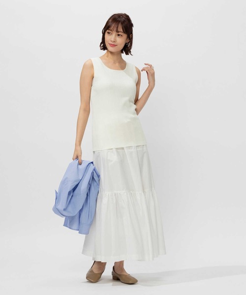 BACK NUMBER(バックナンバー)の「【BACK NUMBER】ニットリブタンクトップ(タンクトップ・レディース・ブラック/ホワイト×カーキブラウン/ホワイト×グリーン/オフホワイト/ブラック×ブルー/ベージュ・XL/S/M/L)」の7枚目の写真