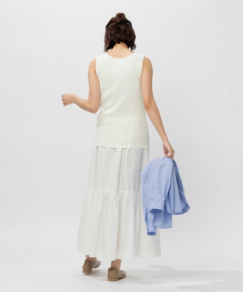 BACK NUMBER(バックナンバー)の「【BACK NUMBER】ニットリブタンクトップ(タンクトップ・レディース・ブラック/ホワイト×カーキブラウン/ホワイト×グリーン/オフホワイト/ブラック×ブルー/ベージュ・XL/S/M/L)」の8枚目の写真