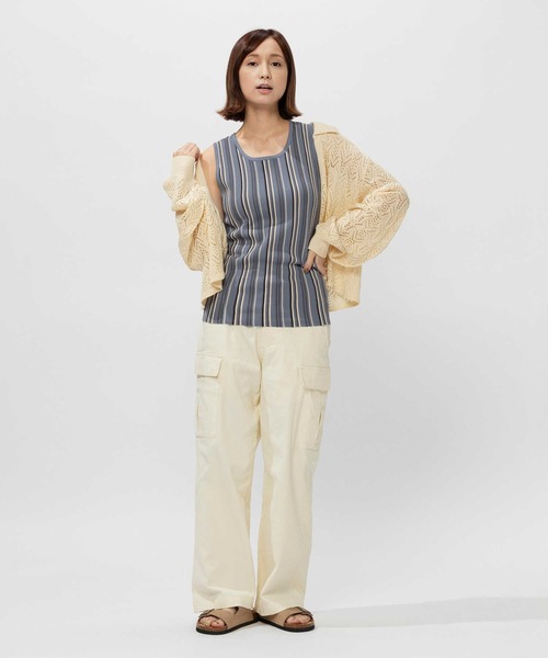 BACK NUMBER(バックナンバー)の「【BACK NUMBER】ニットリブタンクトップ(タンクトップ・レディース・ブラック/ホワイト×カーキブラウン/ホワイト×グリーン/オフホワイト/ブラック×ブルー/ベージュ・XL/S/M/L)」の19枚目の写真