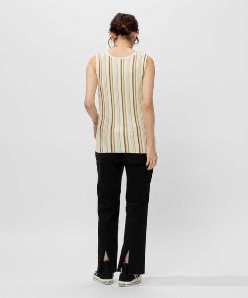 BACK NUMBER(バックナンバー)の「【BACK NUMBER】ニットリブタンクトップ(タンクトップ・レディース・ブラック/ホワイト×カーキブラウン/ホワイト×グリーン/オフホワイト/ブラック×ブルー/ベージュ・XL/S/M/L)」の14枚目の写真