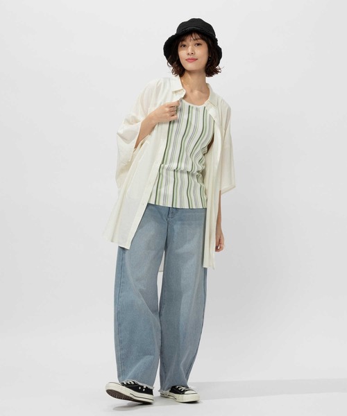 BACK NUMBER(バックナンバー)の「【BACK NUMBER】ニットリブタンクトップ(タンクトップ・レディース・ブラック/ホワイト×カーキブラウン/ホワイト×グリーン/オフホワイト/ブラック×ブルー/ベージュ・XL/S/M/L)」の9枚目の写真