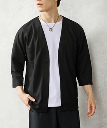 TopIsm | 速乾加工 鹿の子素材 ボタンレス 7分袖カーディガン(カーディガン/ボレロ)