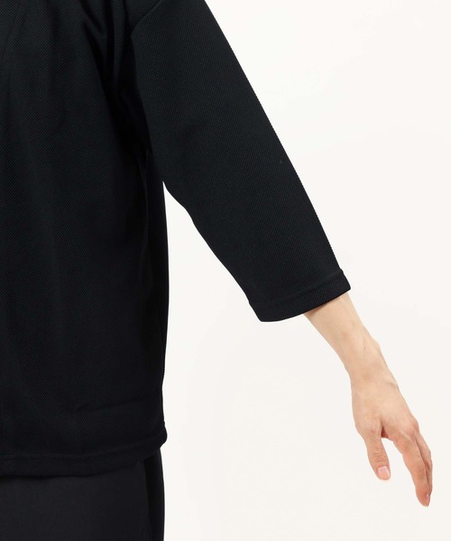 TopIsm（トップイズム）の「速乾加工 鹿の子素材 ボタンレス 7分袖カーディガン（カーディガン/ボレロ・メンズ・ダークブルー/グレイッシュベージュ/ブラック/ダークグリーン・M/L）」の13枚目の写真