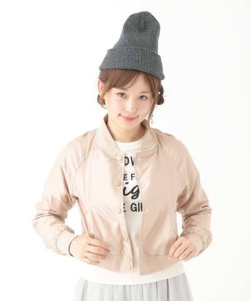 earth music&ecology（アースミュージックアンドエコロジー）の「ピコレースショートブルゾン（ブルゾン・レディース・ブラック/アイボリー/ピンクベージュ・MEDIUM/SMALL）」の3枚目の写真