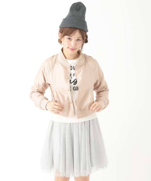 earth music&ecology（アースミュージックアンドエコロジー）の「ピコレースショートブルゾン（ブルゾン・レディース・ブラック/アイボリー/ピンクベージュ・MEDIUM/SMALL）」の10枚目の写真