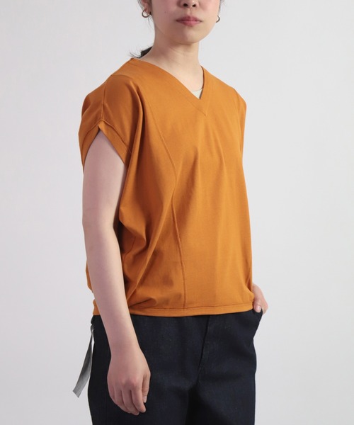 OWLEYE by domingo（アウルアイ バイドミンゴ）の「[ OWLEYE by domingo / アウルアイ ] ベーシック天竺　袖デザインプルオーバートップス（Tシャツ/カットソー・レディース・ネイビー/ベージュ/ホワイト/オレンジ・M/L）」の14枚目の写真
