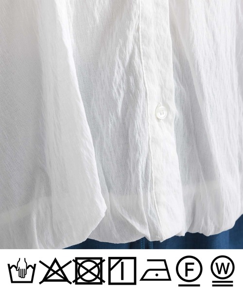 PICCIN（ピッチン）の「【WEB限定】裾バルーンフレンチスリーブブラウス（シャツ/ブラウス・レディース・オフホワイト/ブラック・M）」の4枚目の写真