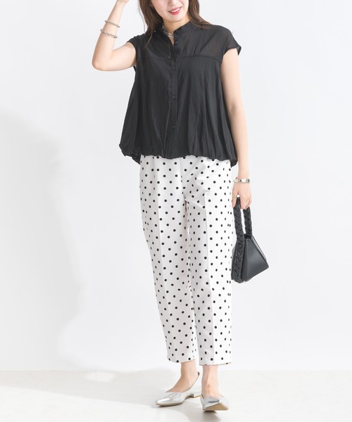 PICCIN（ピッチン）の「【WEB限定】裾バルーンフレンチスリーブブラウス（シャツ/ブラウス・レディース・オフホワイト/ブラック・M）」の5枚目の写真