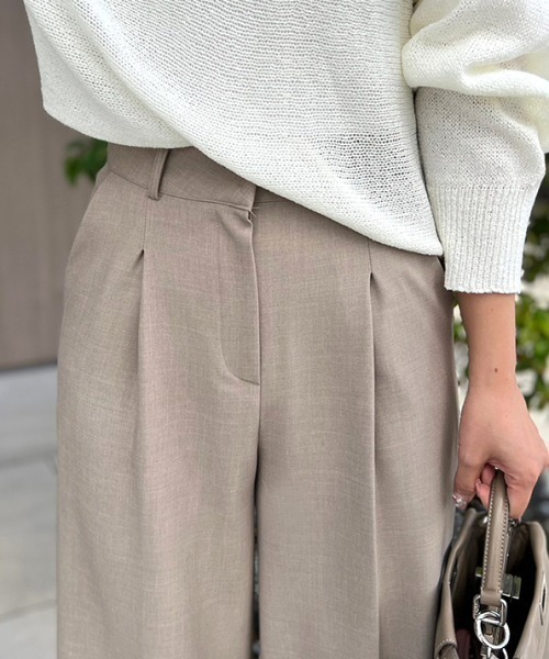 MODE ROBE（モードローブ）の「タックワイドパンツ（スラックス・レディース・ベージュ/アイボリー/ブラック・S/M/L）」の6枚目の写真