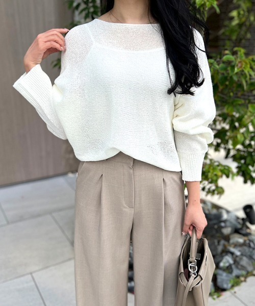 MODE ROBE（モードローブ）の「タックワイドパンツ（スラックス・レディース・ベージュ/アイボリー/ブラック・S/M/L）」の8枚目の写真