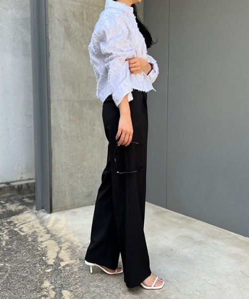 MODE ROBE（モードローブ）の「タックワイドパンツ（スラックス・レディース・ベージュ/アイボリー/ブラック・S/M/L）」の20枚目の写真