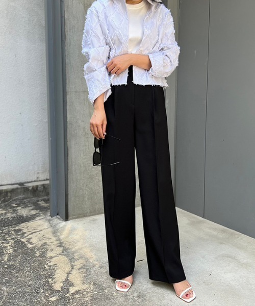 MODE ROBE（モードローブ）の「タックワイドパンツ（スラックス・レディース・ベージュ/アイボリー/ブラック・S/M/L）」の21枚目の写真