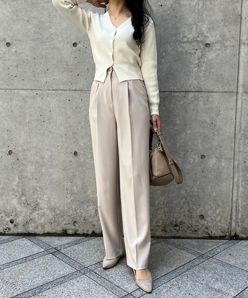 MODE ROBE（モードローブ）の「タックワイドパンツ（スラックス・レディース・ベージュ/アイボリー/ブラック・S/M/L）」の13枚目の写真