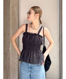 Ungrid | リネン混ギャザーデザインキャミ(キャミソール)