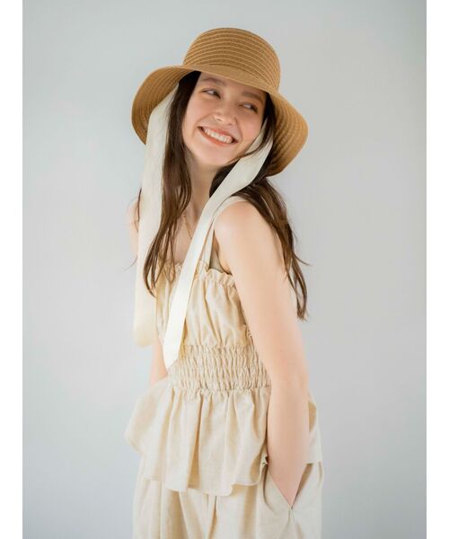 Ungrid（アングリッド）の「リネン混ギャザーデザインキャミ（キャミソール・レディース・チャコールグレー/アイボリー/その他1・FREE）」の2枚目の写真