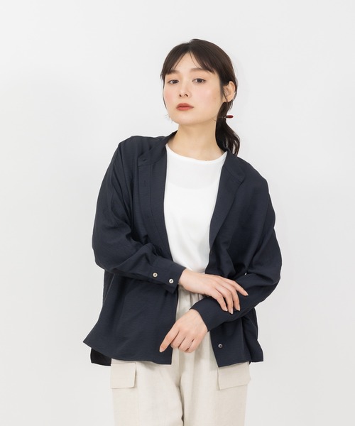 ブラウス シャツ 「meeny miny」「UV」ヨガインストラクター監修　美痩着る日焼け止めラフシャツ レディース meeny miny（ミーニーマイニー）の「【meeny miny】ヨガ