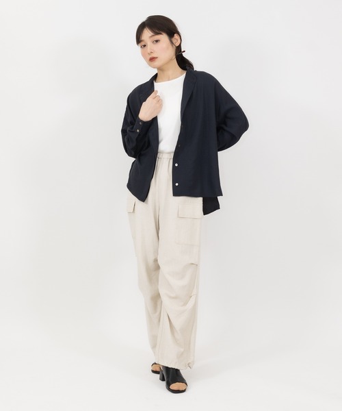 ブラウス シャツ 「meeny miny」「UV」ヨガインストラクター監修　美痩着る日焼け止めラフシャツ レディース meeny miny（ミーニーマイニー）の「【meeny miny】ヨガ