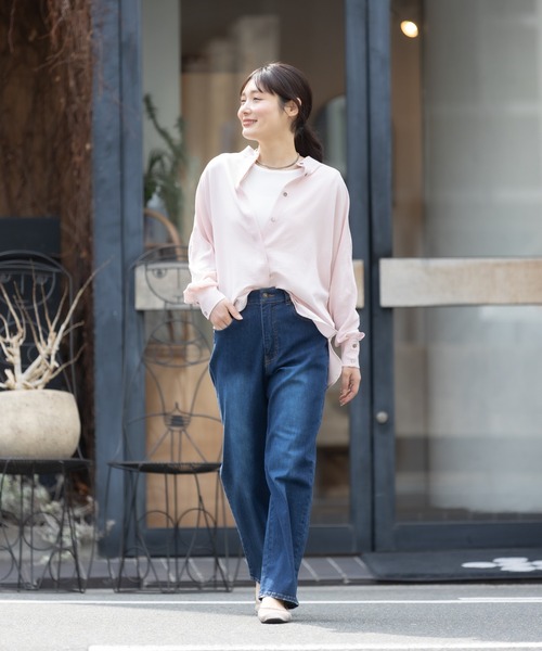 ブラウス シャツ 「meeny miny」「UV」ヨガインストラクター監修　美痩着る日焼け止めラフシャツ レディース meeny miny（ミーニーマイニー）の「【meeny miny】ヨガ
