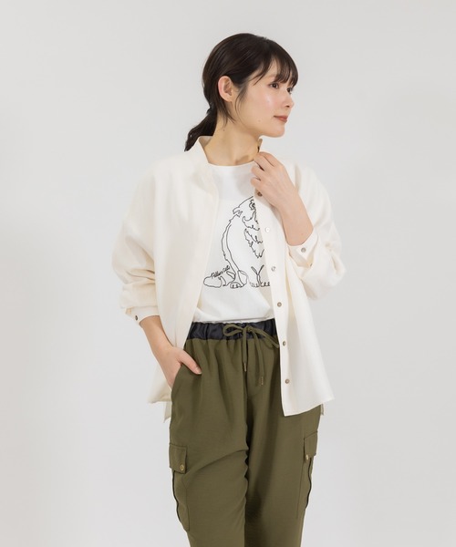 ブラウス シャツ 「meeny miny」「UV」ヨガインストラクター監修　美痩着る日焼け止めラフシャツ レディース meeny miny（ミーニーマイニー）の「【meeny miny】ヨガ