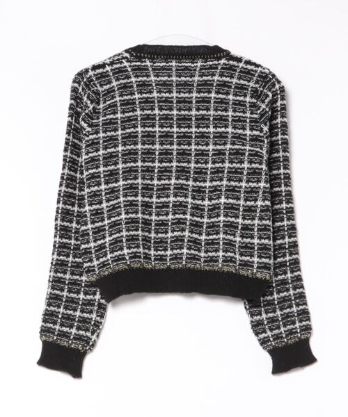 Jasmine Grandiflorum（ジャスミングランディフローラム）の「【Jasmine】ツイード風アンサンブル ニットキャミソール+カーディガン（カーディガン/ボレロ・レディース・ブラック/ライトブルー/ミント/ピンク・FREE）」の6枚目の写真