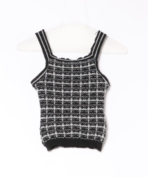 Jasmine Grandiflorum（ジャスミングランディフローラム）の「【Jasmine】ツイード風アンサンブル ニットキャミソール+カーディガン（カーディガン/ボレロ・レディース・ブラック/ライトブルー/ミント/ピンク・FREE）」の5枚目の写真