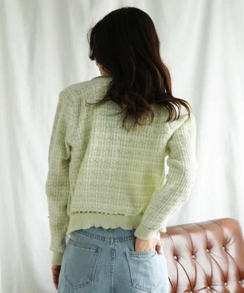 Jasmine Grandiflorum（ジャスミングランディフローラム）の「【Jasmine】ツイード風アンサンブル ニットキャミソール+カーディガン（カーディガン/ボレロ・レディース・ブラック/ライトブルー/ミント/ピンク・FREE）」の16枚目の写真