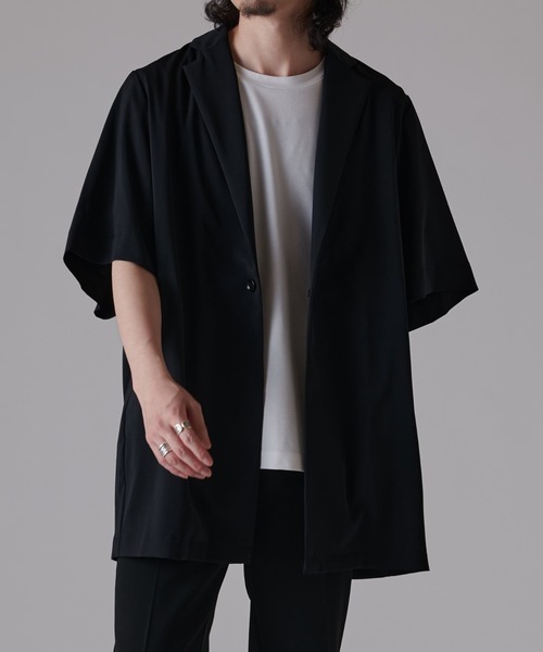 Lui's（ルイス）の「ウォッシャブルBIG ハーフスリーブジャケット（テーラードジャケット・メンズ・ライトグレー/ブラック・FREE）」の2枚目の写真