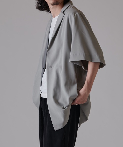 Lui's（ルイス）の「ウォッシャブルBIG ハーフスリーブジャケット（テーラードジャケット・メンズ・ライトグレー/ブラック・FREE）」の10枚目の写真