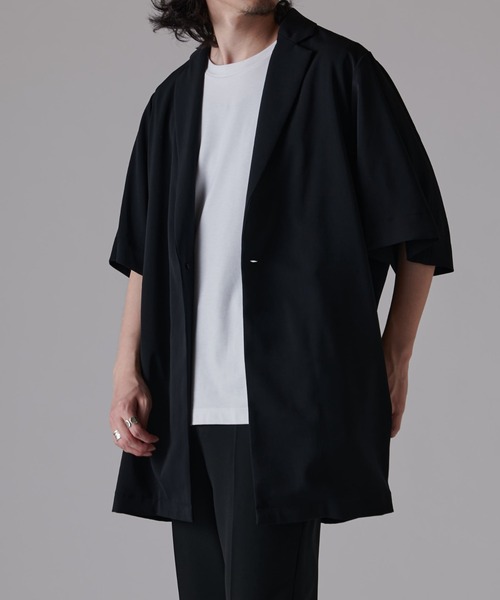 Lui's（ルイス）の「ウォッシャブルBIG ハーフスリーブジャケット（テーラードジャケット・メンズ・ライトグレー/ブラック・FREE）」の4枚目の写真