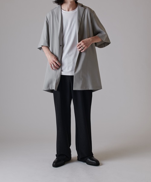 Lui's（ルイス）の「ウォッシャブルBIG ハーフスリーブジャケット（テーラードジャケット・メンズ・ライトグレー/ブラック・FREE）」の12枚目の写真