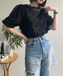 ap retro | ドットバルーンスリーブブラウス / シアーブラウス / 半袖(シャツ/ブラウス)