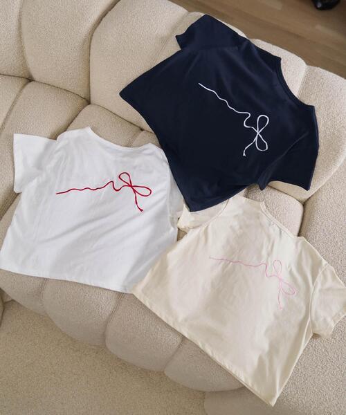 WEGO(ウィゴー)の「WEGO/リボン刺繍Tシャツ(Tシャツ/カットソー・レディース・イエロー/ネイビー/ホワイト・FREE)」の17枚目の写真