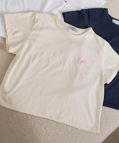 WEGO(ウィゴー)の「WEGO/リボン刺繍Tシャツ(Tシャツ/カットソー・レディース・イエロー/ネイビー/ホワイト・FREE)」の18枚目の写真