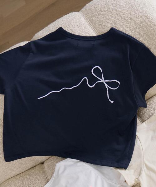 WEGO(ウィゴー)の「WEGO/リボン刺繍Tシャツ(Tシャツ/カットソー・レディース・イエロー/ネイビー/ホワイト・FREE)」の15枚目の写真